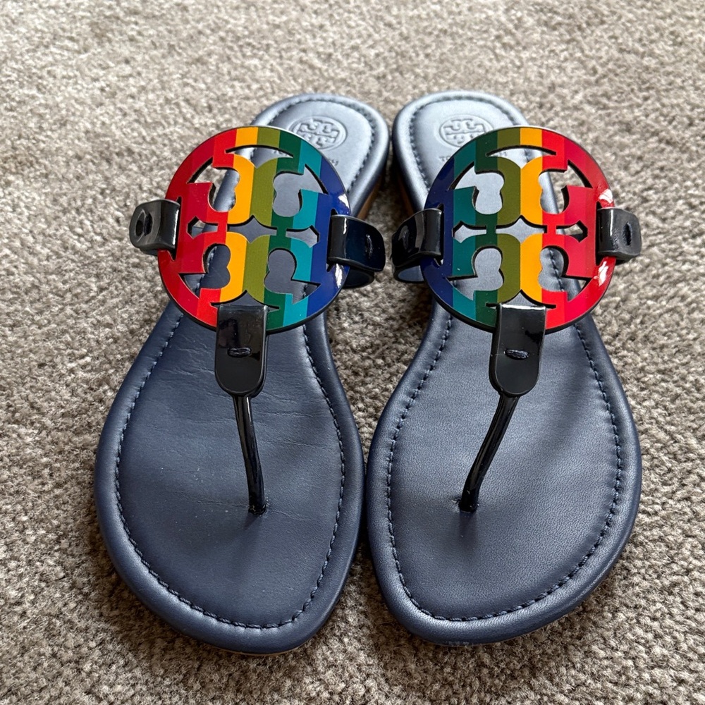 Tory Burch Rainbow Miller Sandals, Size 10.5, like new - Picture 2 of 5